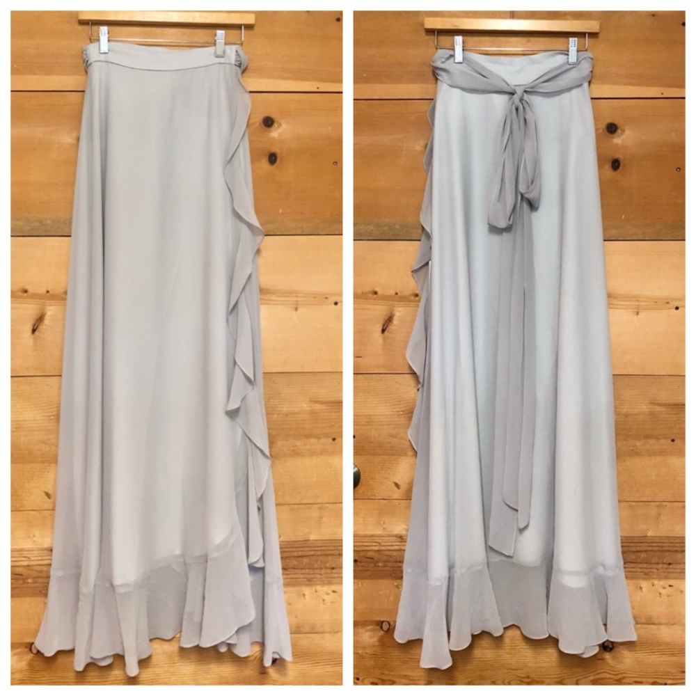 Donna Morgan sheer chiffon maxi skirt minimalist Colorblock elegant neutral